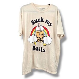 UNTAMEDEGO Suck My Balls Boba Tea‎ Graphic T-Shirt Men's XL Short Sleeve